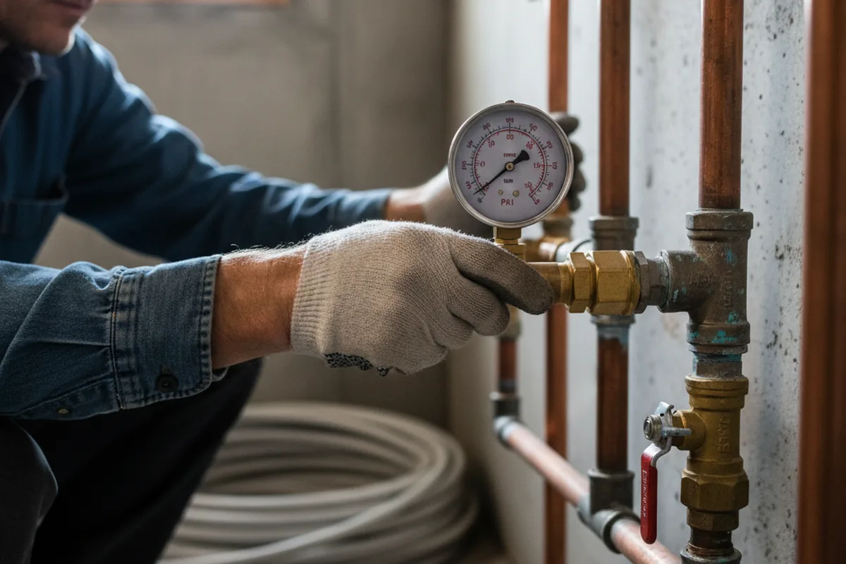 Pressure testing a repaired line during Water Line Repair in Oakhurst